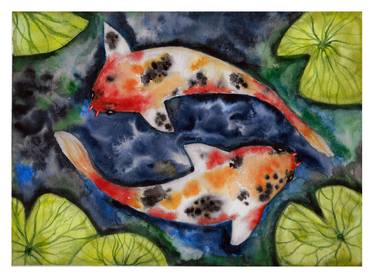 Original Expressionism Fish Paintings by Irene ArtGallery