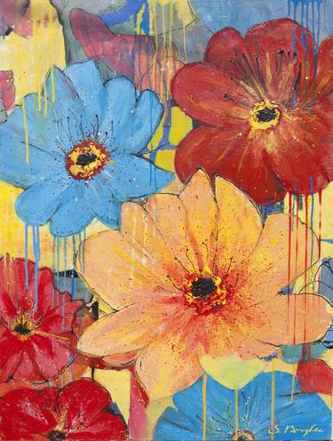 Original Expressionism Floral Paintings by Sid Borghei