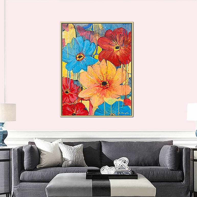 Original Expressionism Floral Painting by Sid Borghei