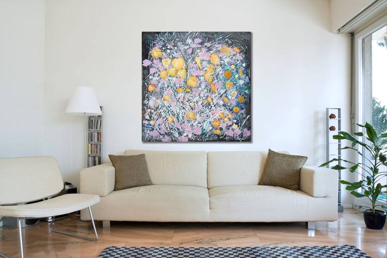 Original Abstract Expressionism Floral Painting by Sid Borghei