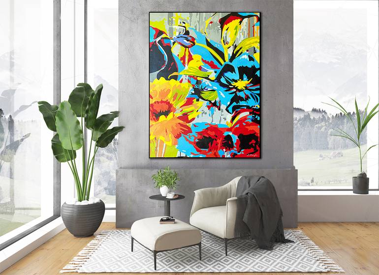 Original Abstract Botanic Painting by Sid Borghei