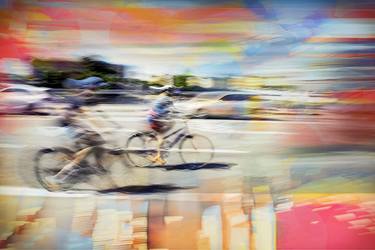 Biking Women Colourful Art Print - Limited Edition of 30 thumb