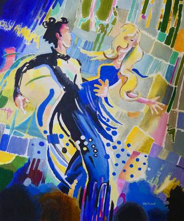 TWO DANCERS IN ROYAL BLUE thumb