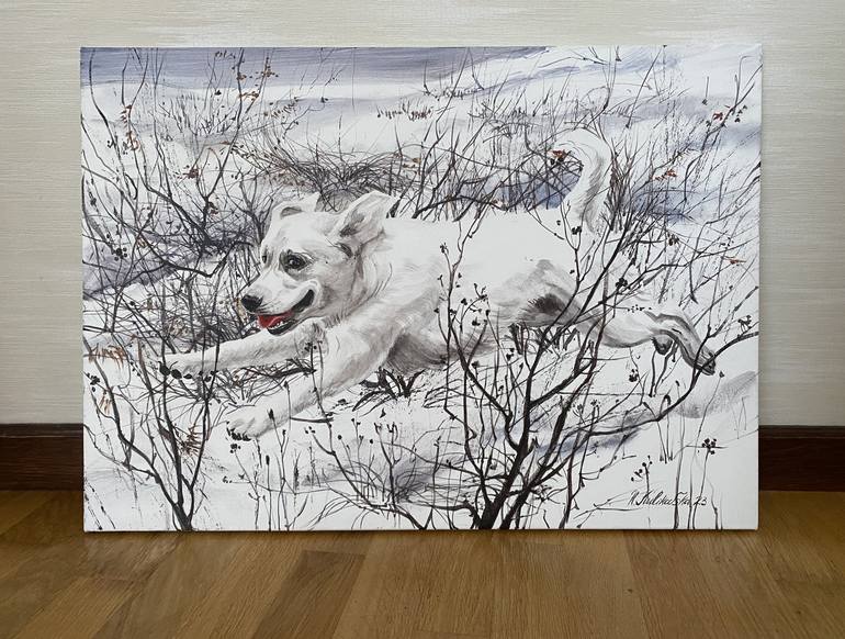 Original Contemporary Dogs Painting by Nataliia Kulikovska