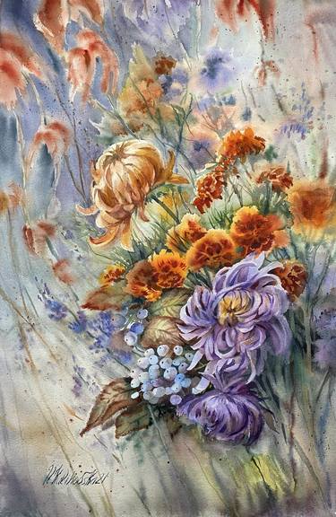Original Impressionism Floral Paintings by Nataliia Kulikovska