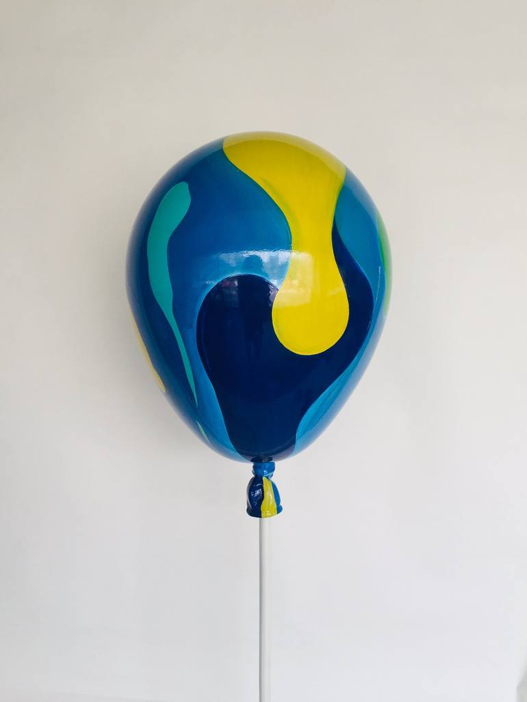 Blue Pattern Balloon Sculpture Sculpture By Vernika Singh | Saatchi Art