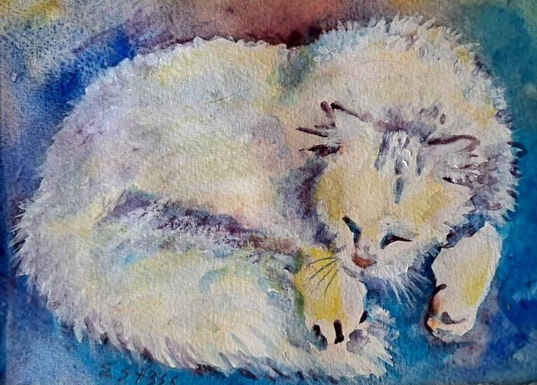 Original Fine Art Cats Painting by susan barackman