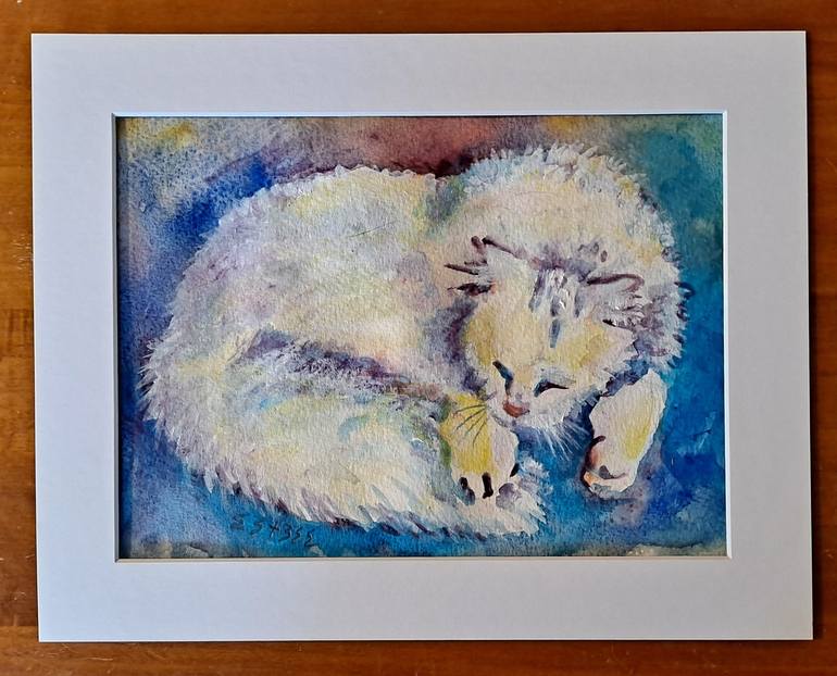 Original Fine Art Cats Painting by susan barackman