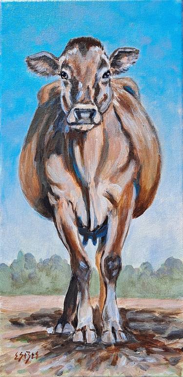 Original Fine Art Cows Paintings by susan barackman