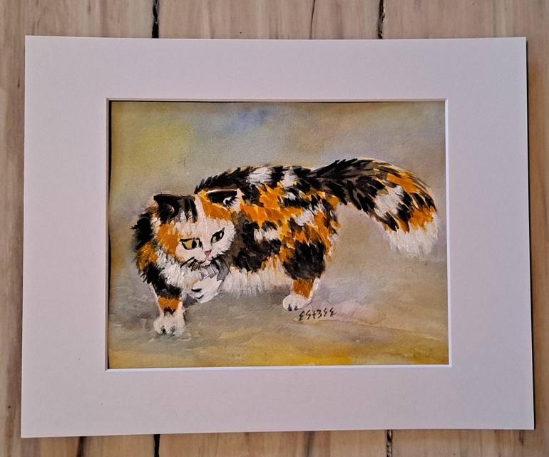 Original Abstract Cats Painting by susan barackman