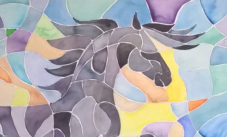 Original Cubism Horse Painting by susan barackman