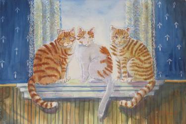 Original Fine Art Cats Paintings by susan barackman