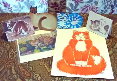 Assortment of Cat Art Special Selection -originals-prints-notecards and more thumb