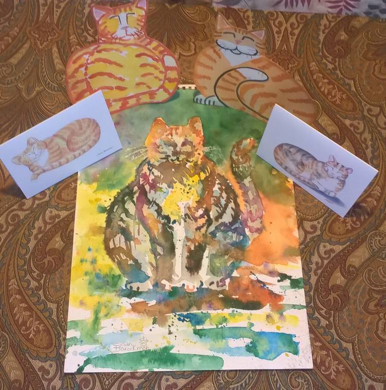 Original Cats Painting by susan barackman