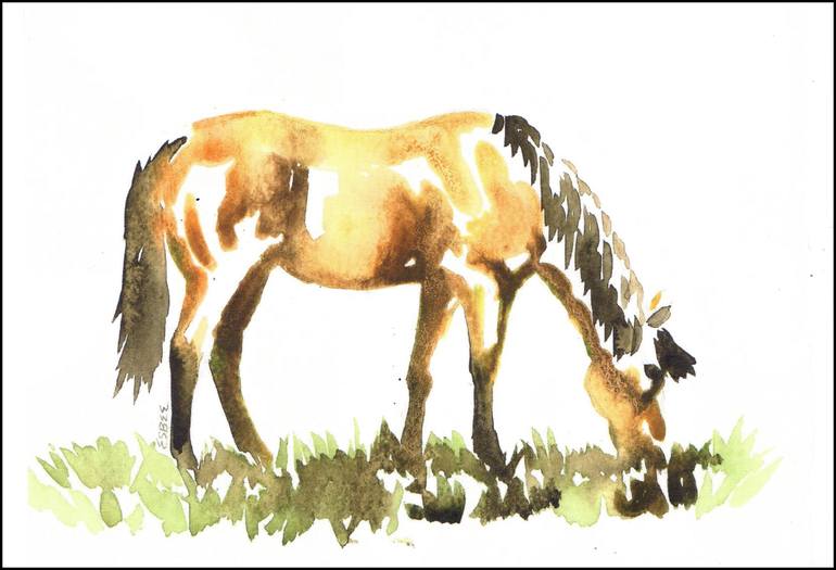 Original Impressionism Horse Painting by susan barackman