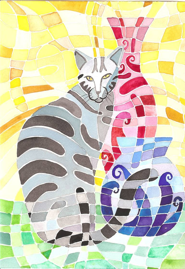 Original Art Deco Cats Paintings by Susan Barackman