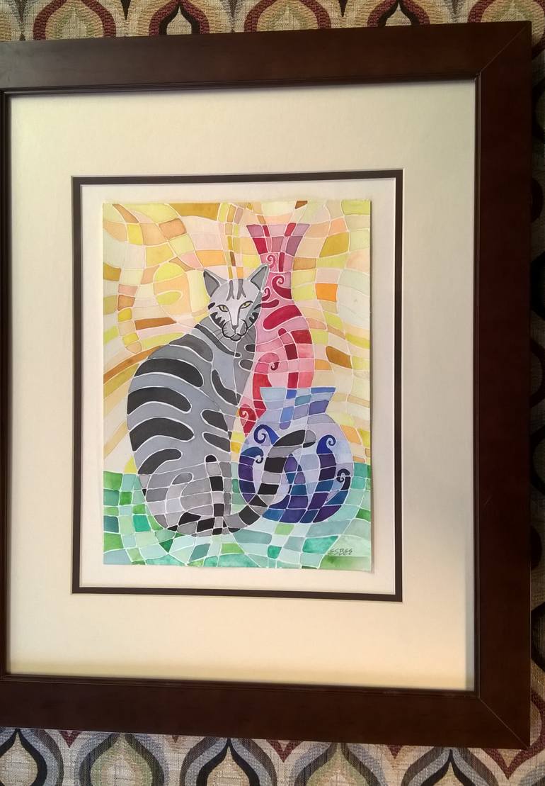 Original Abstract Cats Painting by Susan Barackman