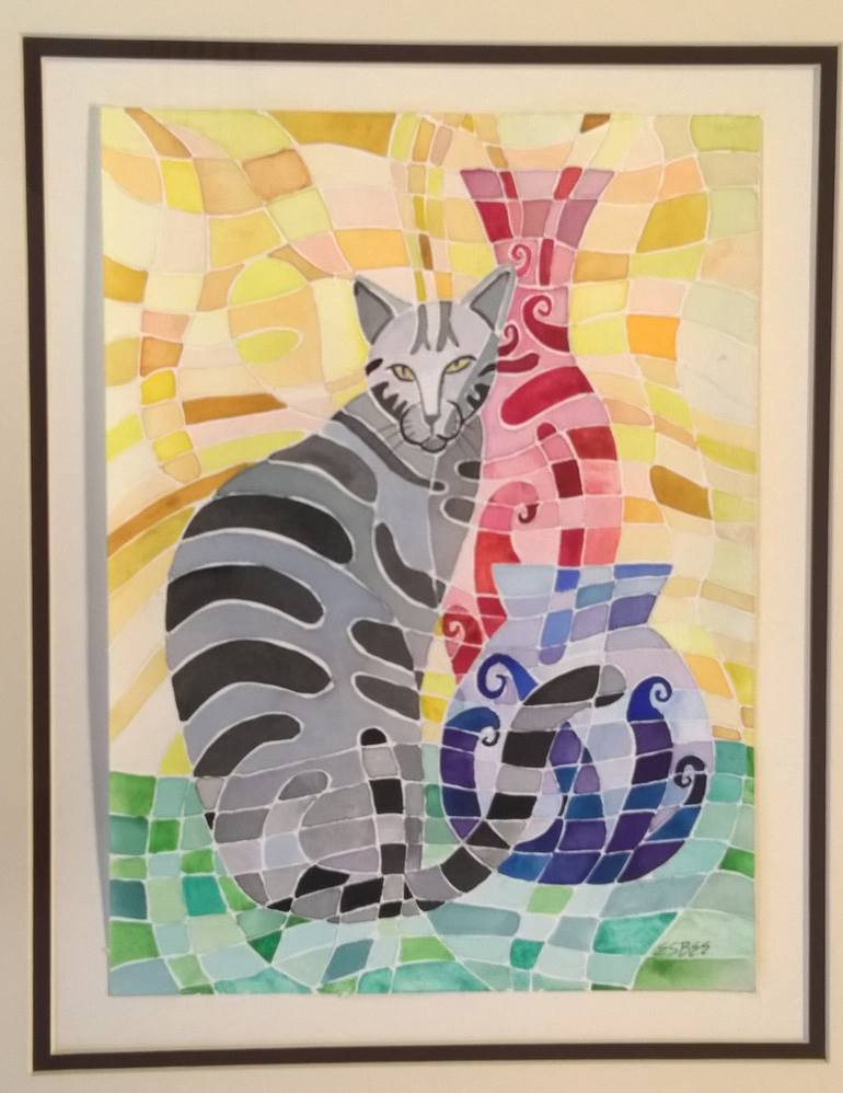 Original Art Deco Cats Painting by susan barackman