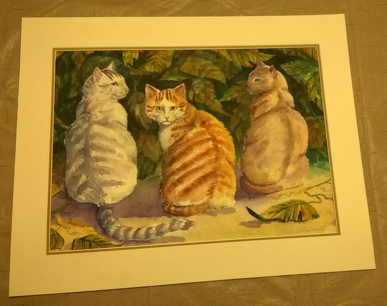 Original Fine Art Cats Painting by susan barackman