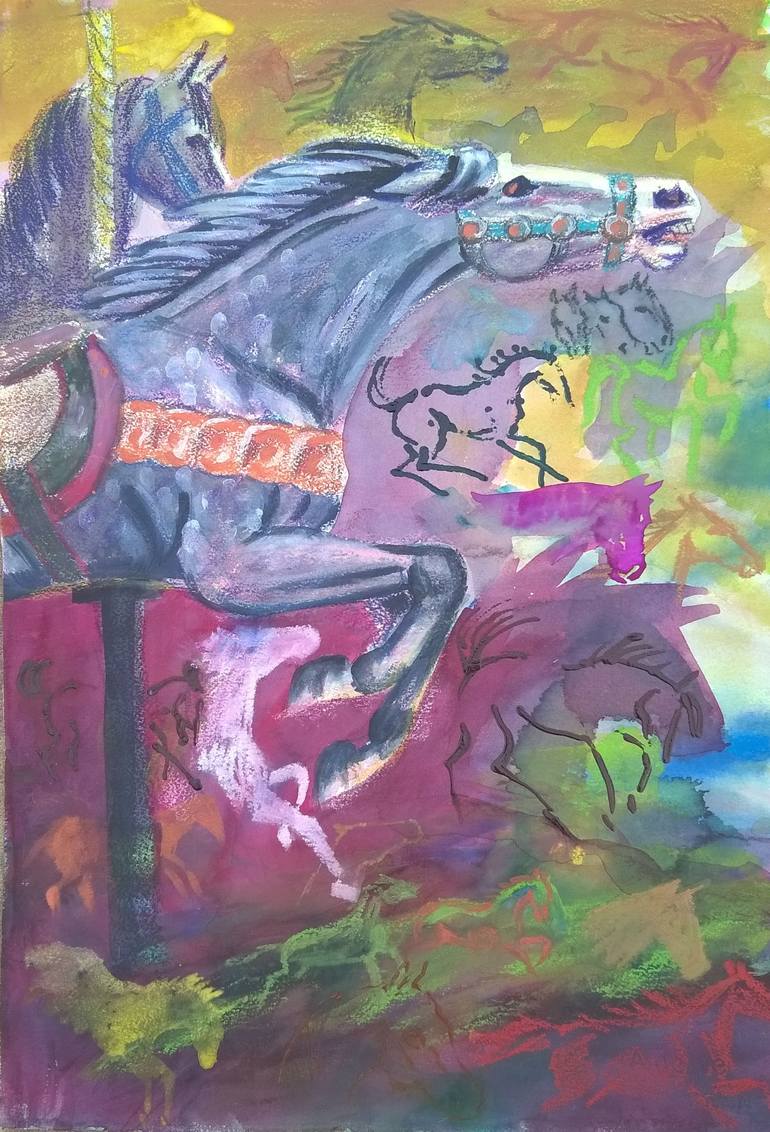 Original Abstract Horse Painting by susan barackman