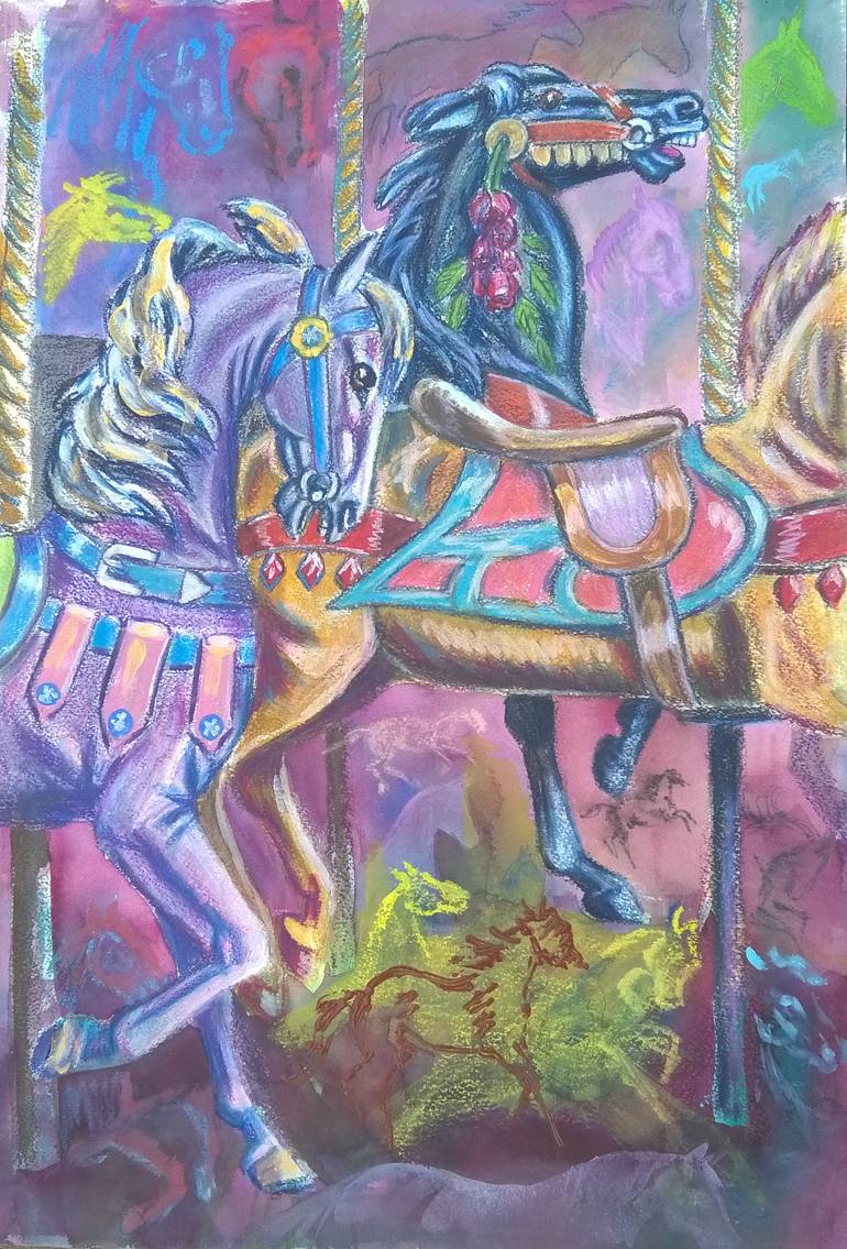 Original Abstract Horse Painting by susan barackman
