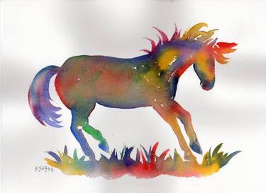 Colorful Watercolor Horse #2 thumb
