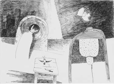 Print of Surrealism Fantasy Drawings by Sándor Pálfï