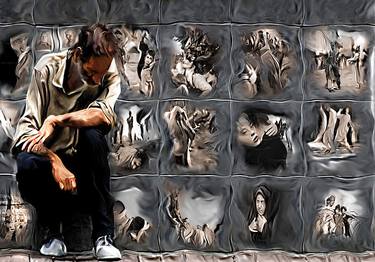 Original Expressionism People Mixed Media by Naikos A