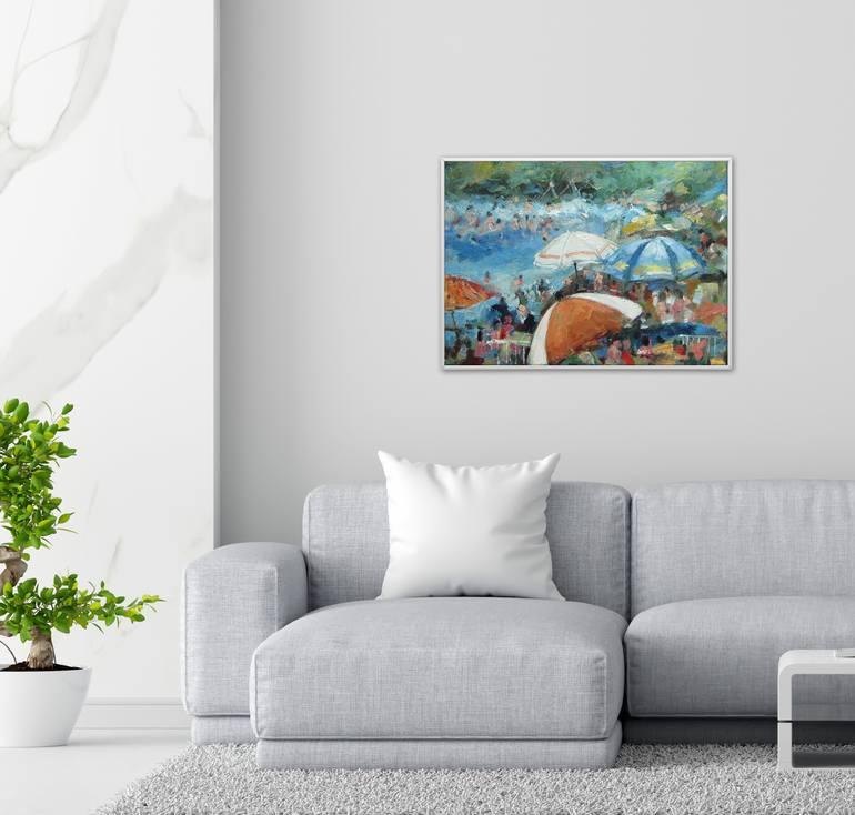 Original Impressionism Beach Painting by Mato Jurkovic
