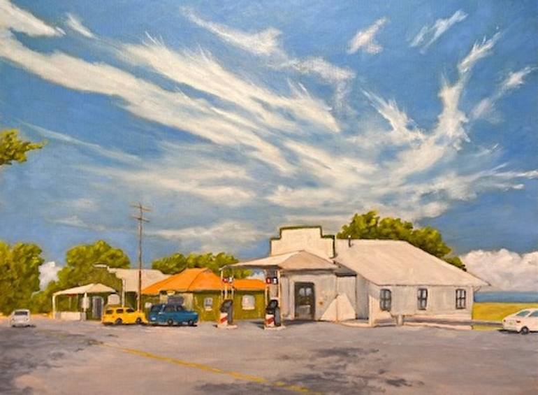 Original Architecture Painting by Larry Cansler | Impressionism Art on Canvas | Upcountry Store Fronts, Kula
