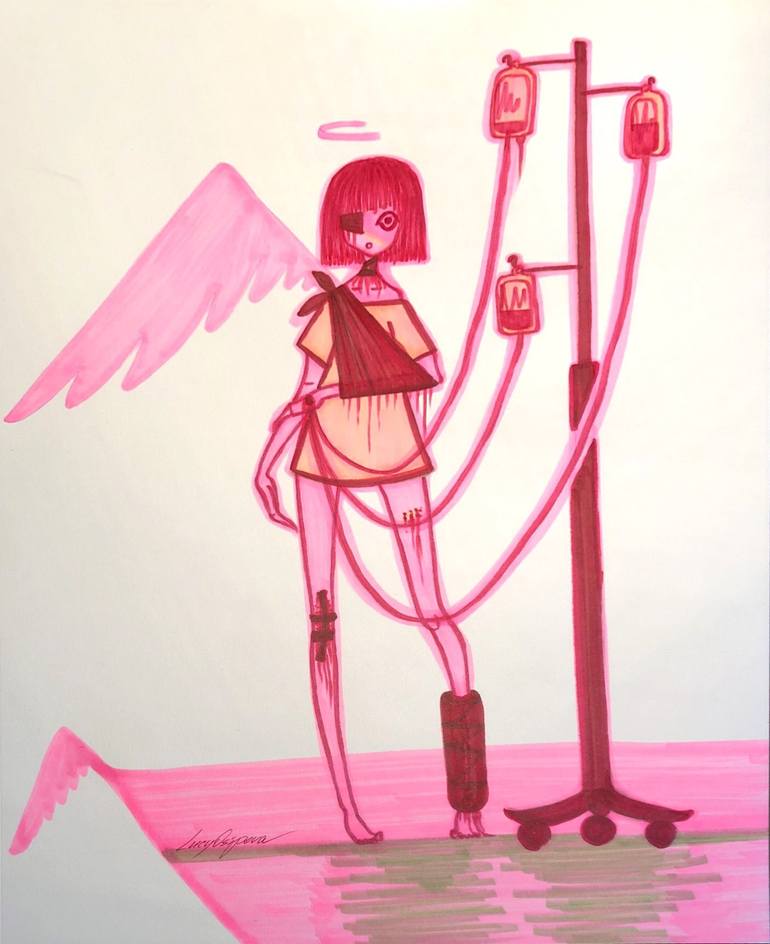 Pink sickness Drawing by Lucy Osipova | Saatchi Art