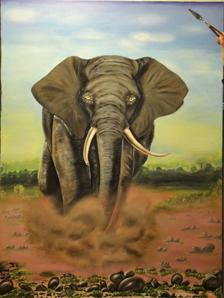 Original Fine Art Animal Paintings by Ponnanna Kollimada