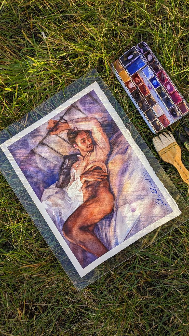 Original Photorealism Nude Painting by Julia Ustinovich