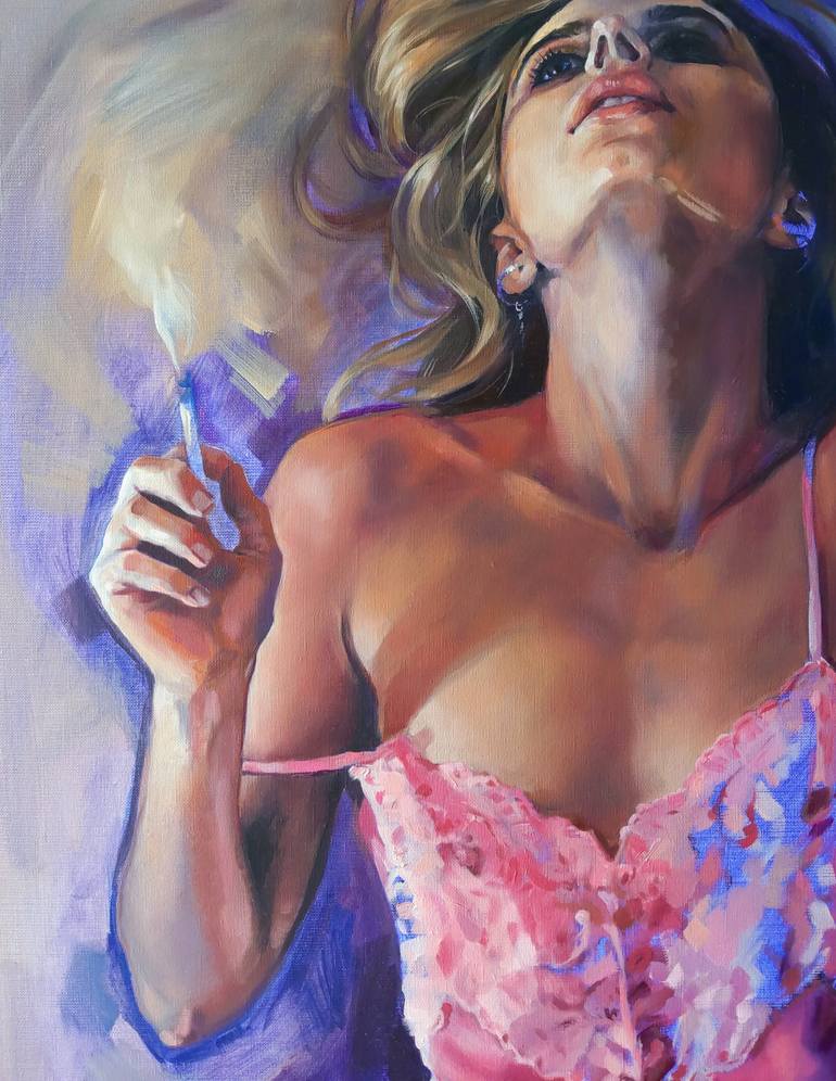 Original Realism Erotic Painting by Julia Ustinovich