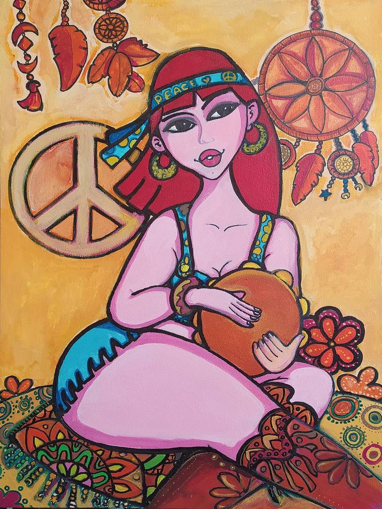 Musician , Hippie Drawing Cartoon Peace symbols, hippie