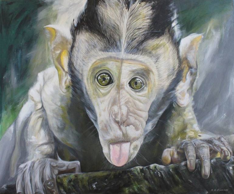 Macaque Monkey Painting by Mauricio Bour | Saatchi Art