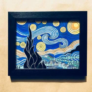 Mysterious starry night reproduction by Georgian artist Nako thumb