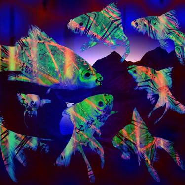 Print of Abstract Fish Digital by Colin Fleming