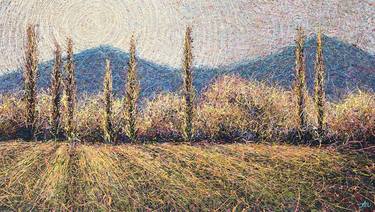 Sunny landscape Mountains Poplars Claude Monet Impressionism thumb