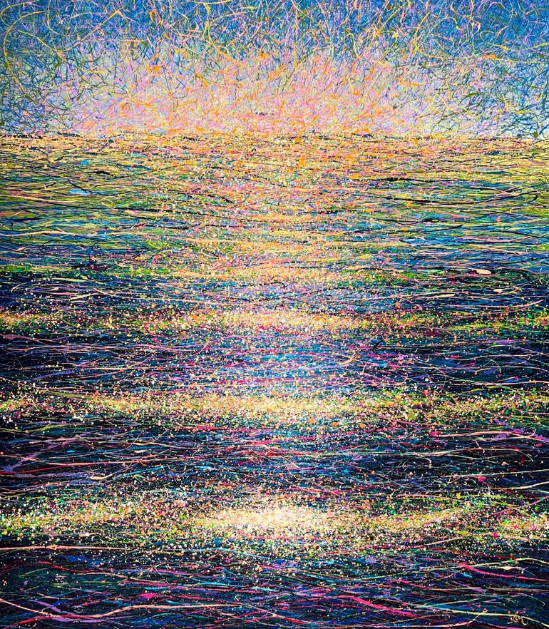 Original Seascape Painting by Nadiia Antoniuk | Abstract Art on Canvas | Where the Water Keeps the Dawn