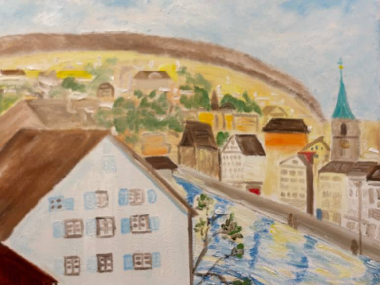 Original Impressionism Architecture Painting by Kat X