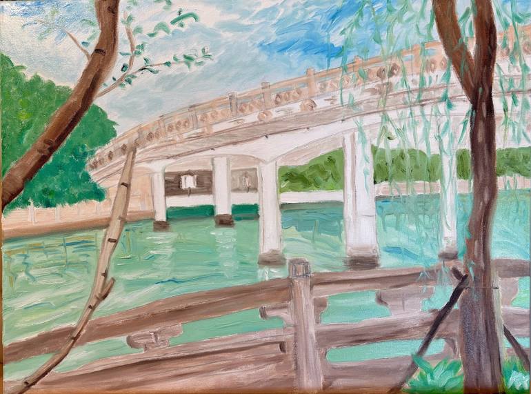 Original Architecture Painting by Kat X | Impressionism Art on Canvas | Along the Yangzhou Canal