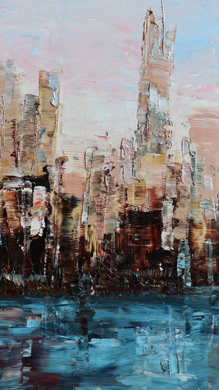 Original Abstract Cities Painting by Aleksandra Zielinska Misiun