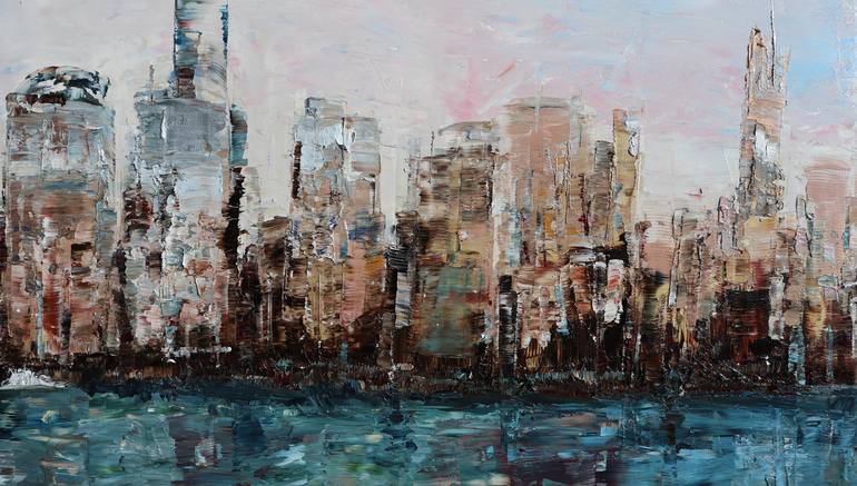 Original Abstract Cities Painting by Aleksandra Zielinska Misiun