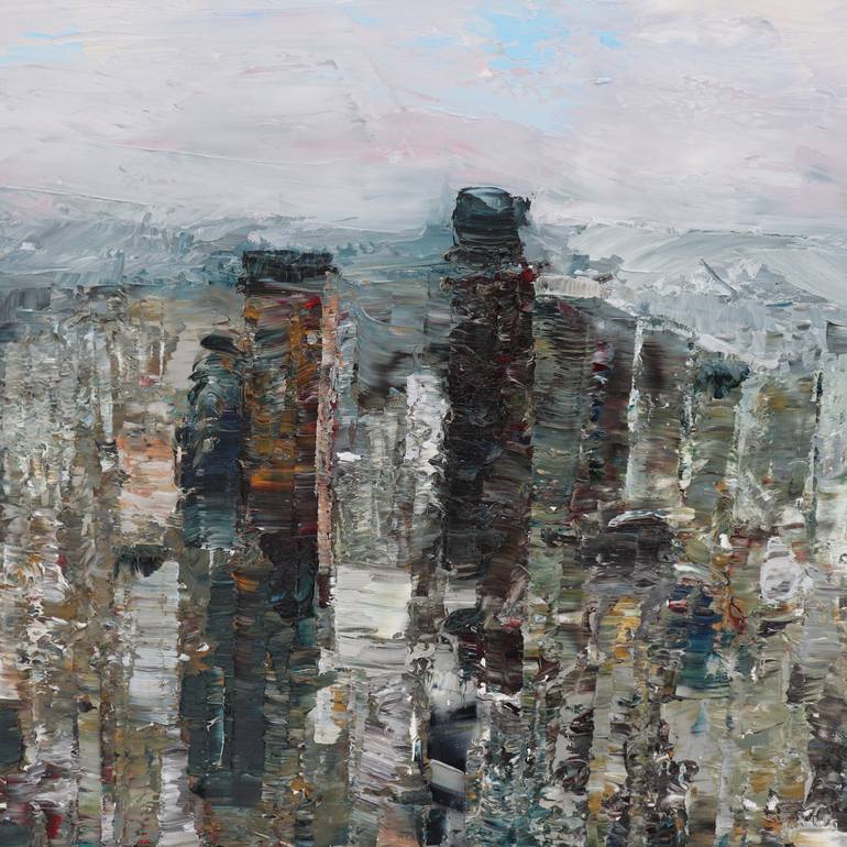 Original Abstract Cities Painting by Aleksandra Zielinska Misiun