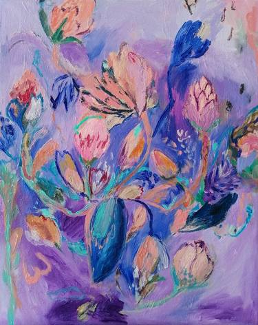 Original Abstract Expressionism Floral Paintings by Zuzana Petrakova