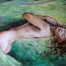 Woman waking up in an emerald bed.
Alla prima painting on paper.
To frame under glass.