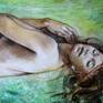 Woman waking up in an emerald bed.
Alla prima painting on paper.
To frame under glass.