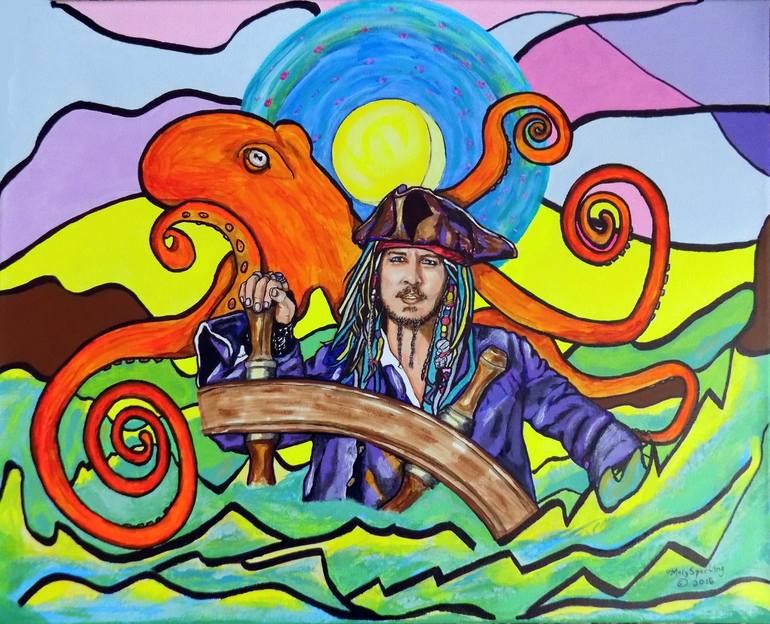 Captain Jack Sparrow Pirate Of The Caribbean Collage By Mary Sperling Saatchi Art 9159