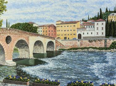 Oil painting on canvas with Verona view thumb